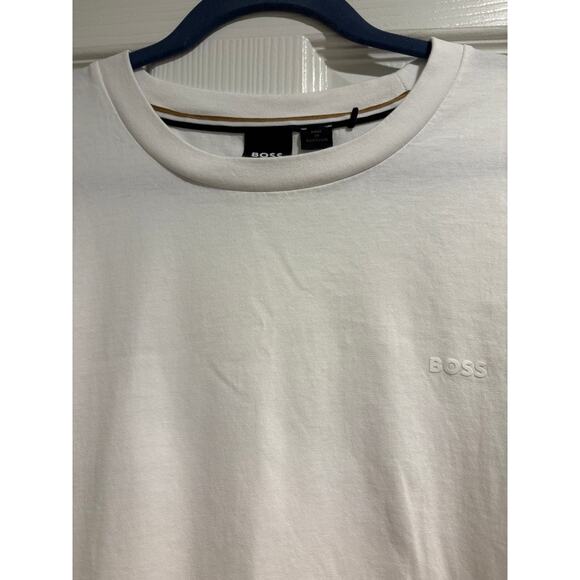 BOSS Hugo Boss Mens Minimal Logo Tee (White) - Picture 4 of 12